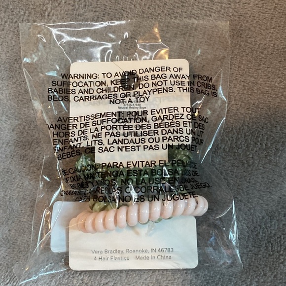 💚VERA BRADLEY💚Neutral Medley Sage Set of 4 Spiral Hair Elastics/NWT - Picture 5 of 5